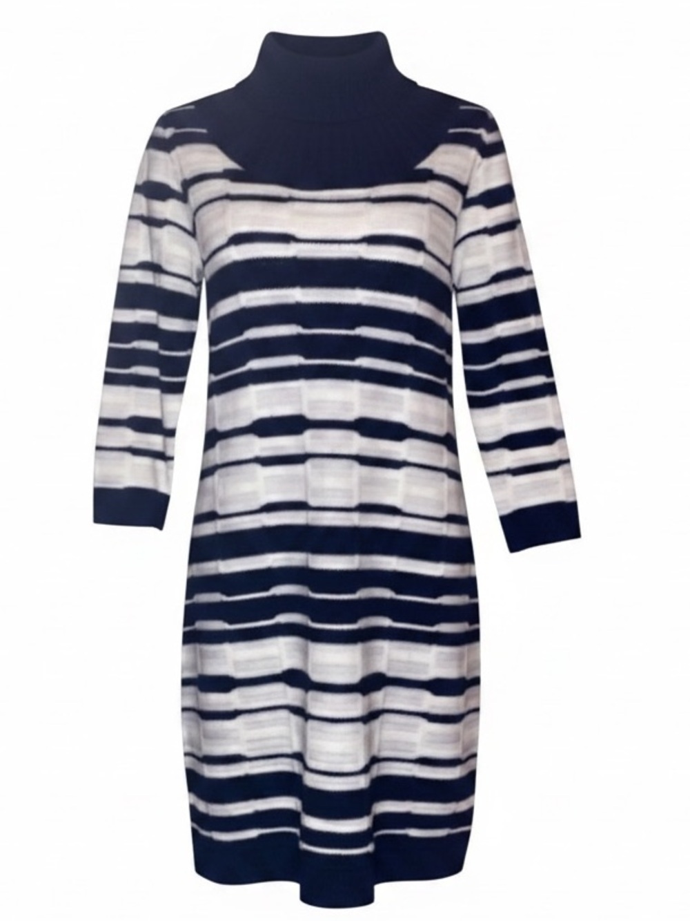 NEW DIRECTIONS Striped Sweater Dress Cowl Neck Black and White Size Large